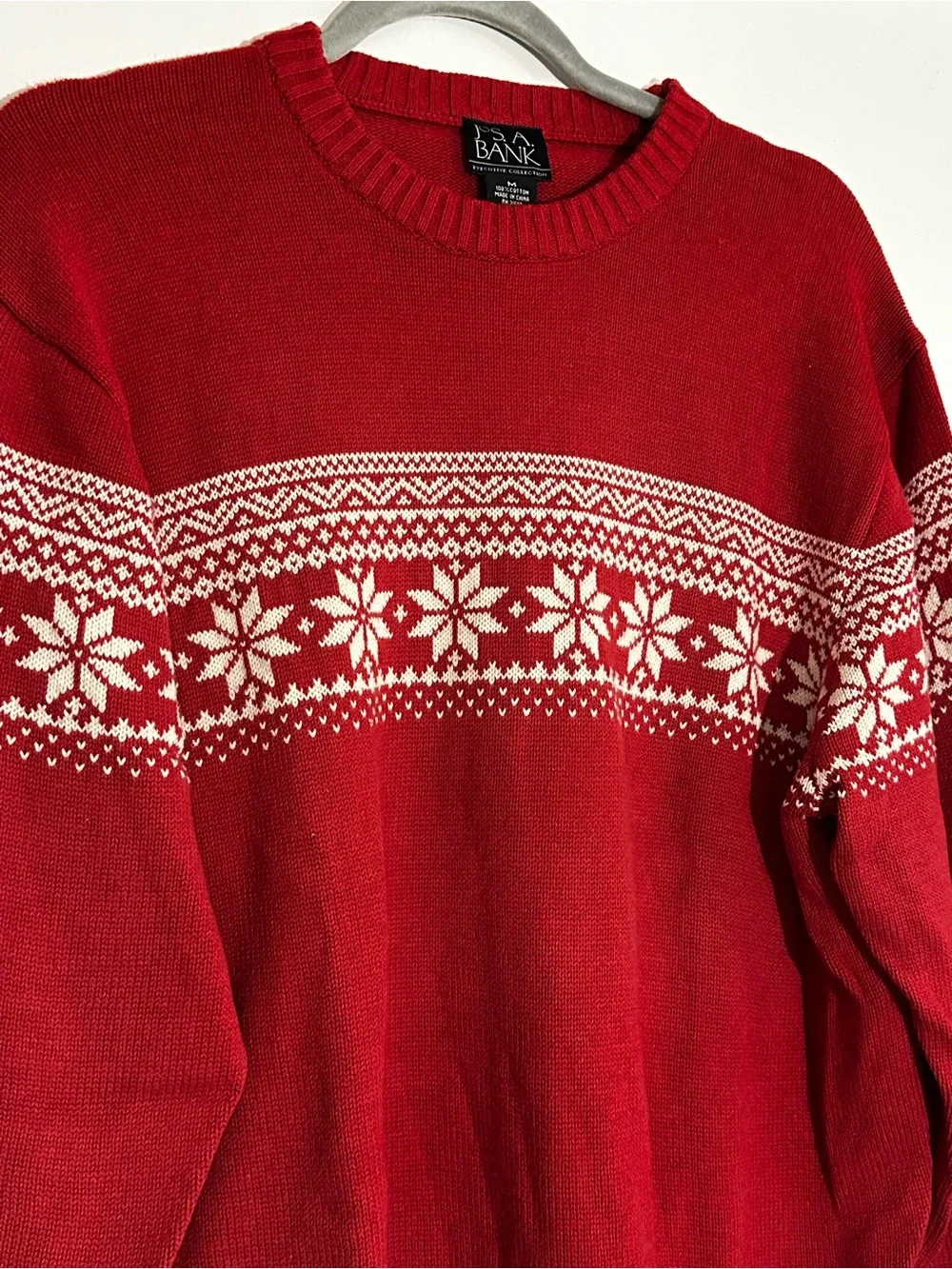 Jos. A. Bank Red Holiday Crewneck Sweater—Unisex